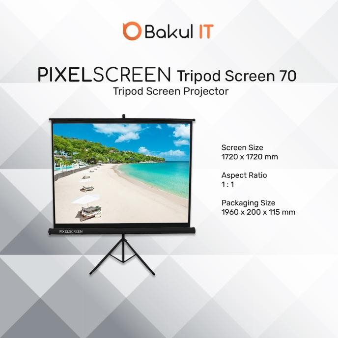 Tripod Screen Projector / Layar Proyektor 70 inch PIXEL