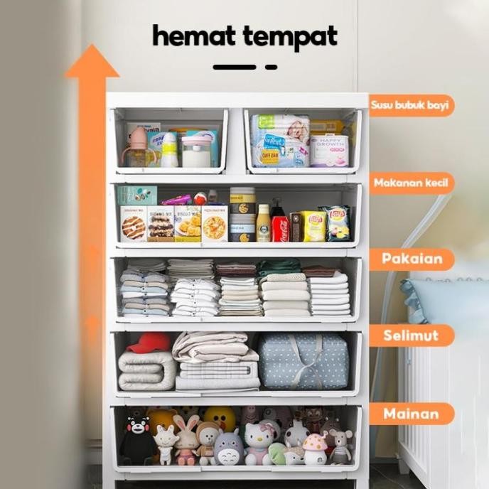 50cm Lemari Pakaian Plastik Lemari Plastik Tebal Putih Polos/Bisa Dilipat Untuk Pakaian Bayi Dan Dew