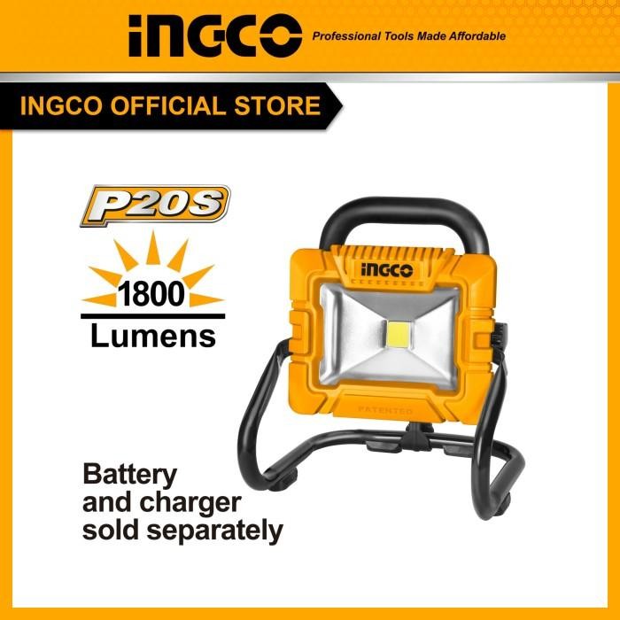 Lampu Sorot 20 Watt Tembak Led Cordless 20V Work Lamp Ingco Cwli2025 Original Dan Terpercaya
