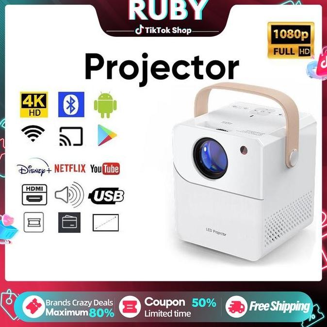 Proyektor Y2 home theater proyektor android projector WIFI 4K 8000 Lumens Rumah Pintar LED Home 300A