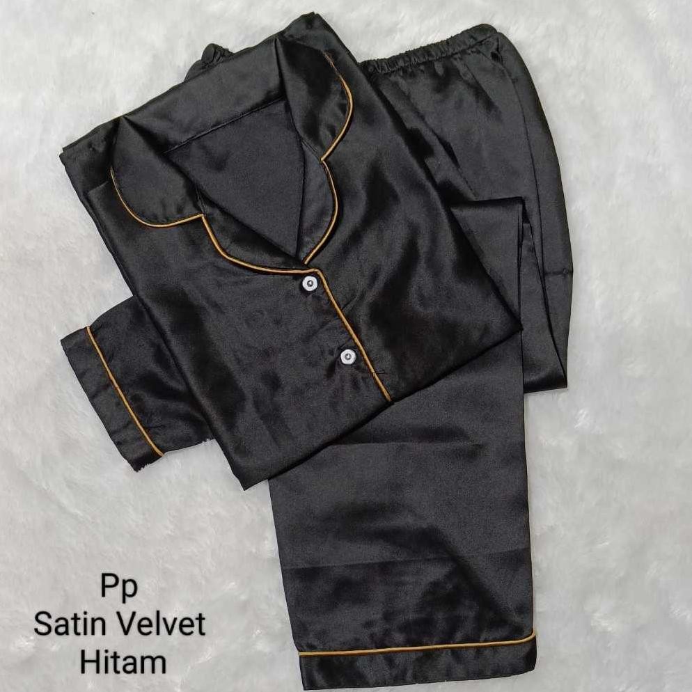 Fe24 Bj-Piyama Pp Satin Velvet - Satin Polos Wanita Dewasa Murah - Lengan Panjang