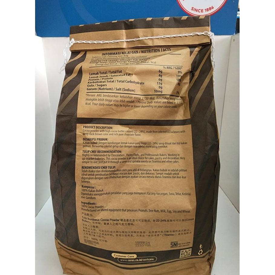 

Murah Tulip Bordeux Coklat Bubuk / Cocoa Powder 2,5Kg