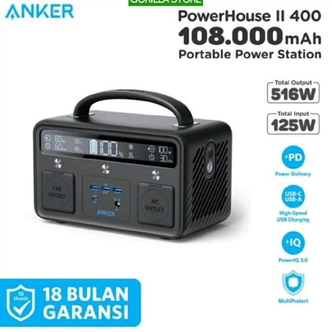 NEW Anker Powerstation Powerhouse II 400 Black - A1730