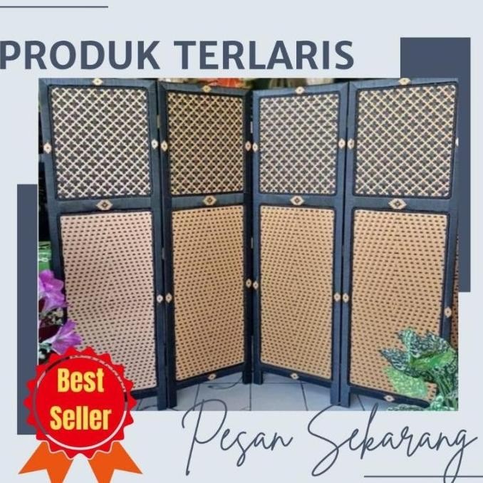 (1 pintu/kotak )sketsel pembatas ruangan rotan partisi penyekat