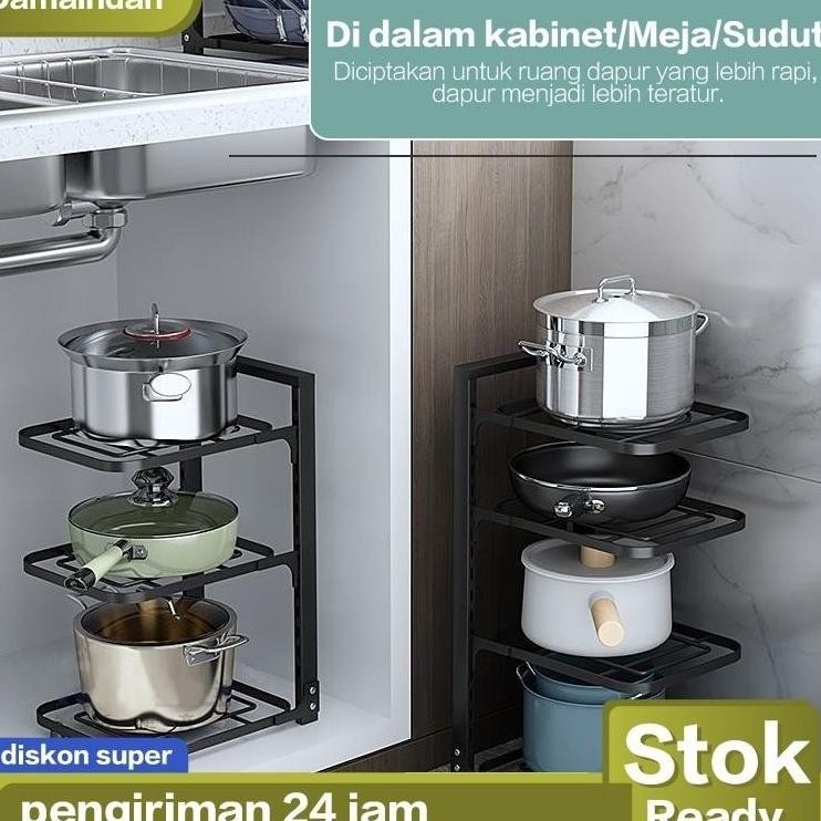 Rak Susun Bawah Wastafel Rak Tingkat dan Beroda Rak Penyimpanan Adjustable Peralatan Rumah Dapur