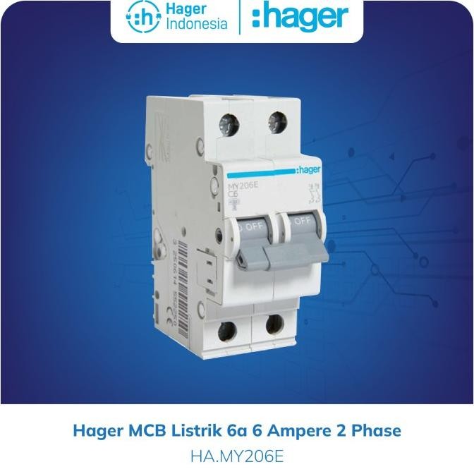 Terjangkau Hager Mcb Listrik 6A 6 Ampere 2 Phase - My206E