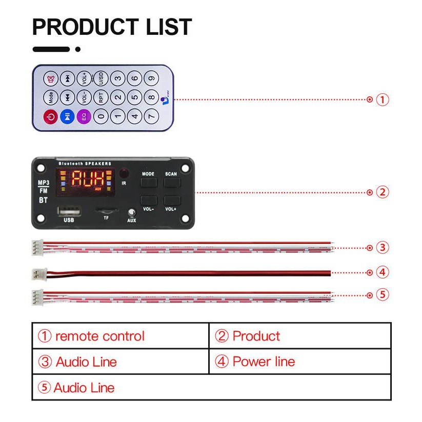 MODUL MP3 BLUETOOTH 5.1 DISPLAY LED BERWARNA BERKUALITAS TINGGI