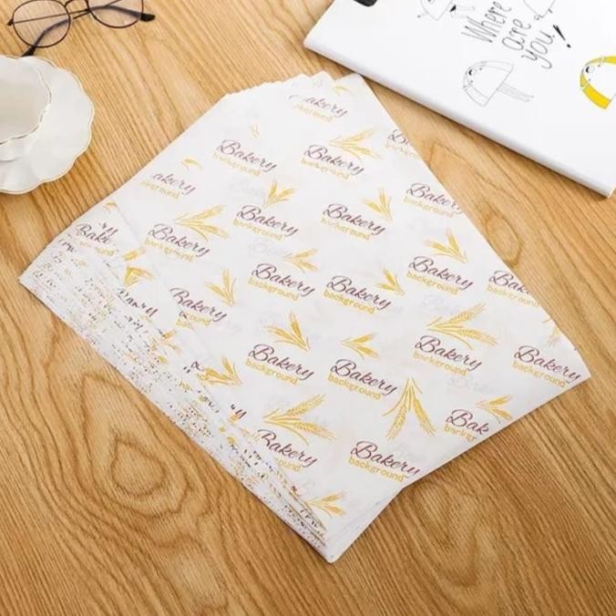 HJK kertas roti motif / wax paper / baking paper motif BAKERY GANDUM.