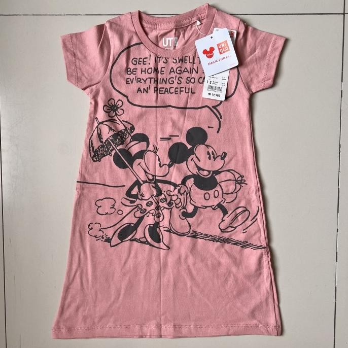 Dress Santai Anak Perempuan Disney Uniqlo Dustypink
