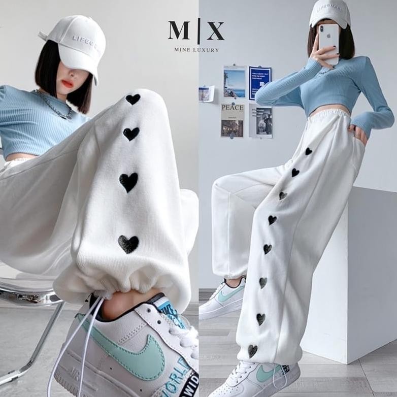 Ow42 vf-52 Jogger Sweat Love | Jogger Pant Wanita Love Hati Original Berkualitas