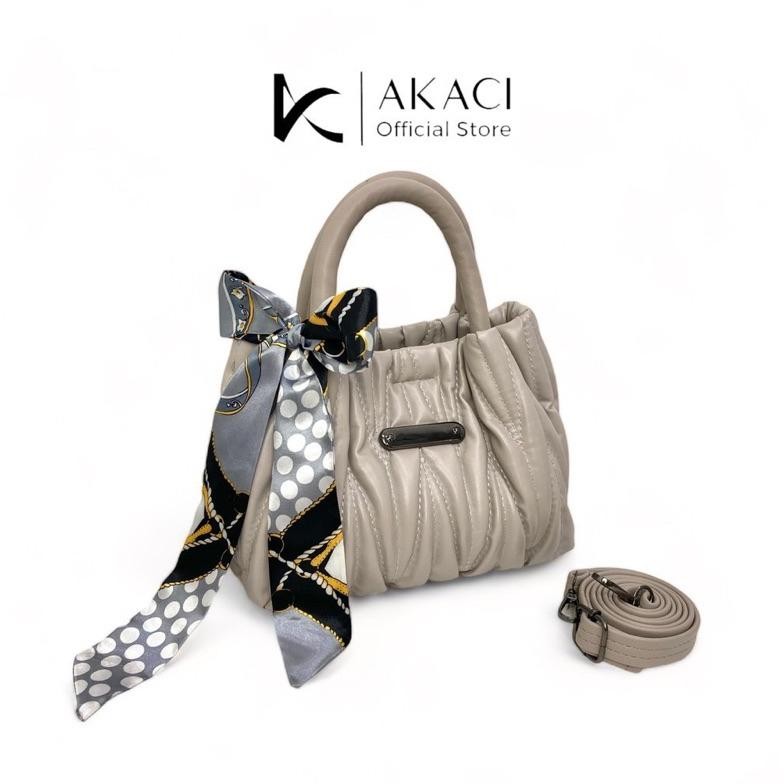 gfd-12 er-87 Akaci - LEYLA Hand Bag pita cewek bisa selempang 09-8255 Bahan spon bordir 1 ruang keki
