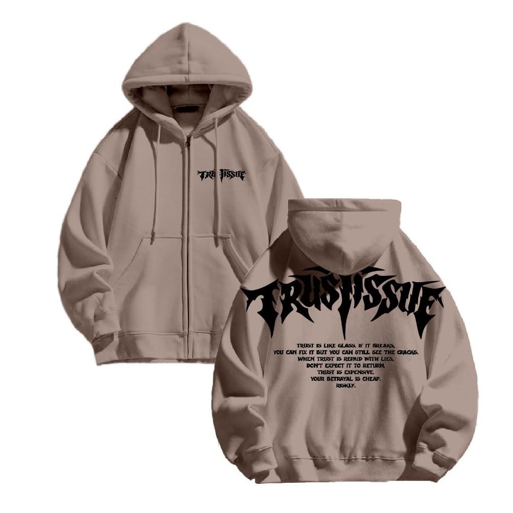 Hoodie Zipper Trust Issue Unisex Pria & Wanita