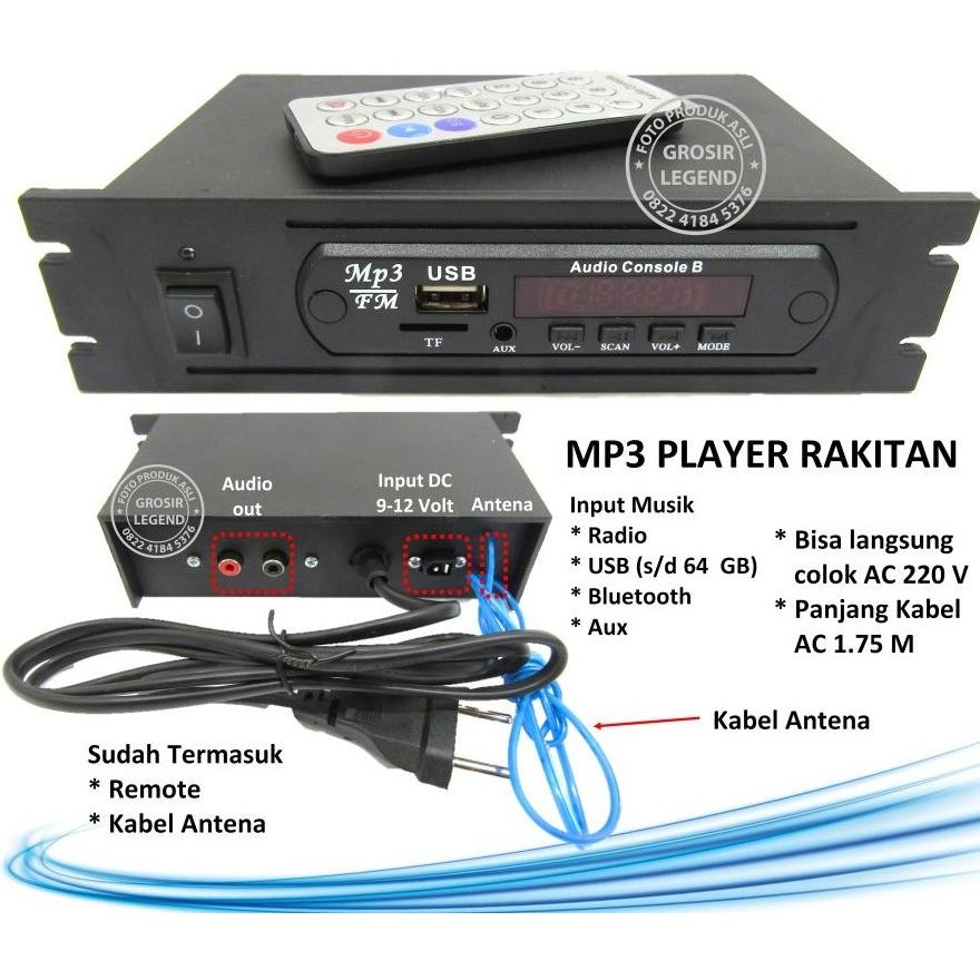 RAKITAN USB MP3 FM PLAYER AMPLIFIER AC IN 220V BLUETOOTH