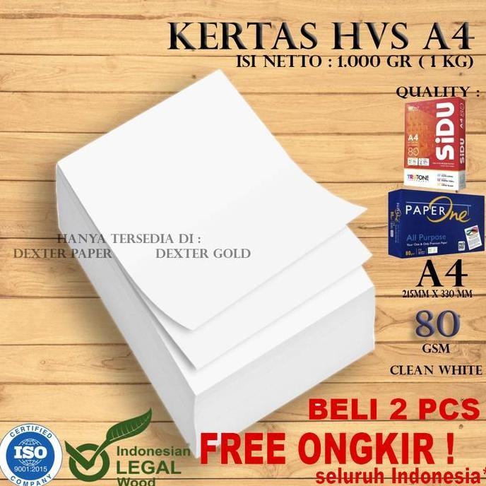

Kertas A4 70gr / Kertas HVS A4 70 gsm isi netto 1kg (1000 gram) by Radhiant official