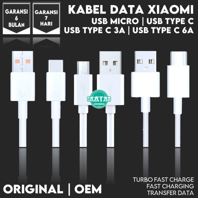 kabel data xiaomi usb micro type c 3a 6a original termurah