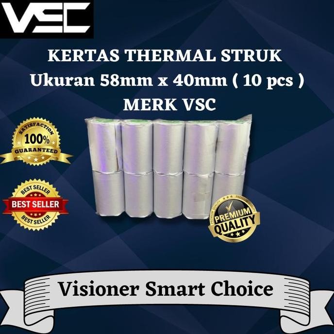 

KERTAS THERMAL STRUK 58mmx40mm, MERK VSC 1 PACK (10PCS) Black Roll by Radhiant official