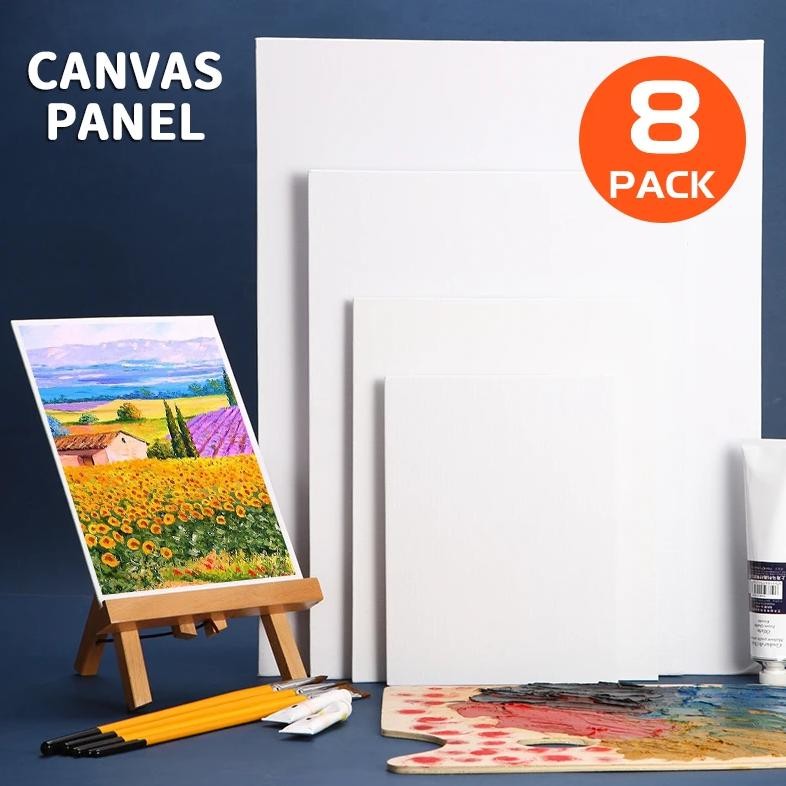 

8Pcs Art Painting Canvas Panels, Blank White Boards Set,7X9/9X12/12X16/16X20 In,For Painting Projects,Canvas For Hobbists,Adults