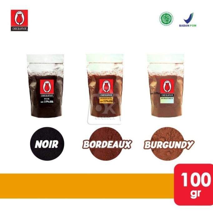 

TERSEDIA Coklat Bubuk Tulip Bordeaux / Burgundy / Noir Cocoa Powder (100 gr)