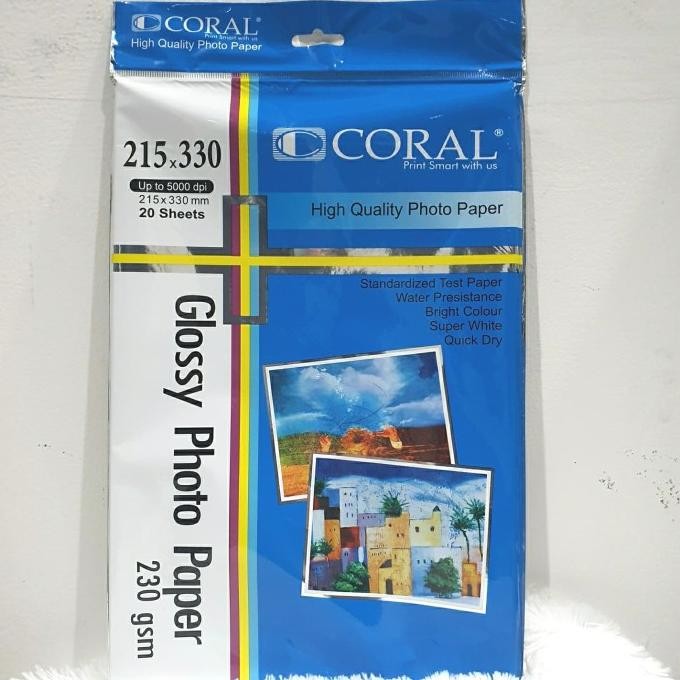 

Kertas Foto Glossy Folio Coral Glossy Photo Paper F4 230G Promo