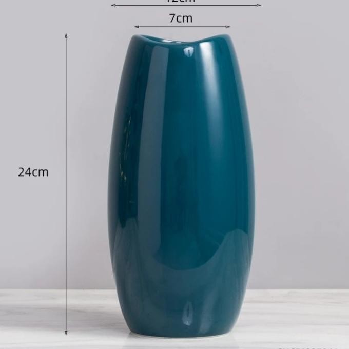 Vas Bunga Oval Keramik Import Premium- Blue Mint-T25cm Terlaris