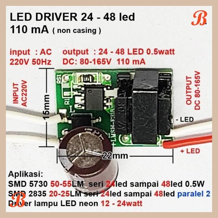 [MRA] LED Driver 24-48x0,5 Watt 110 mA (NO IC) AC-DC Tanpa Casing