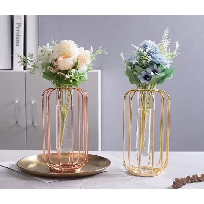 Gold Tube Vase / Vas Bunga Meja Simple Mewah VASE VAS BUNGA Terlaris