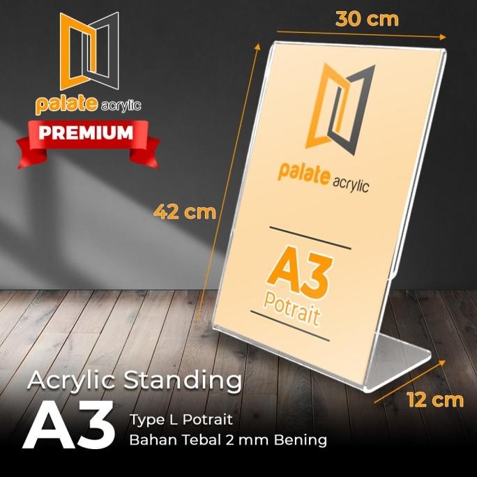 

AKRILIK TENT HOLDER A3 L PORTRAIT - 2MM PREMIUM murah