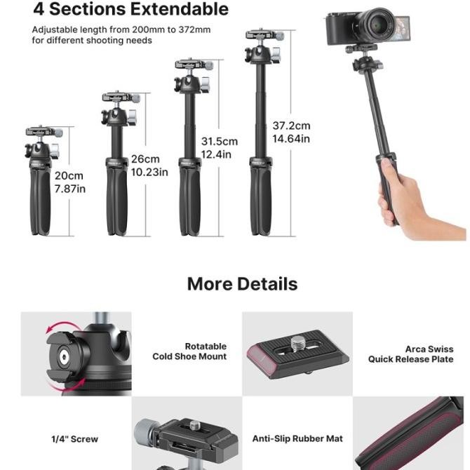 Ulanzi MT-47 Metal Vlog Mini Tripod with Arca Swiss Ball Head murah