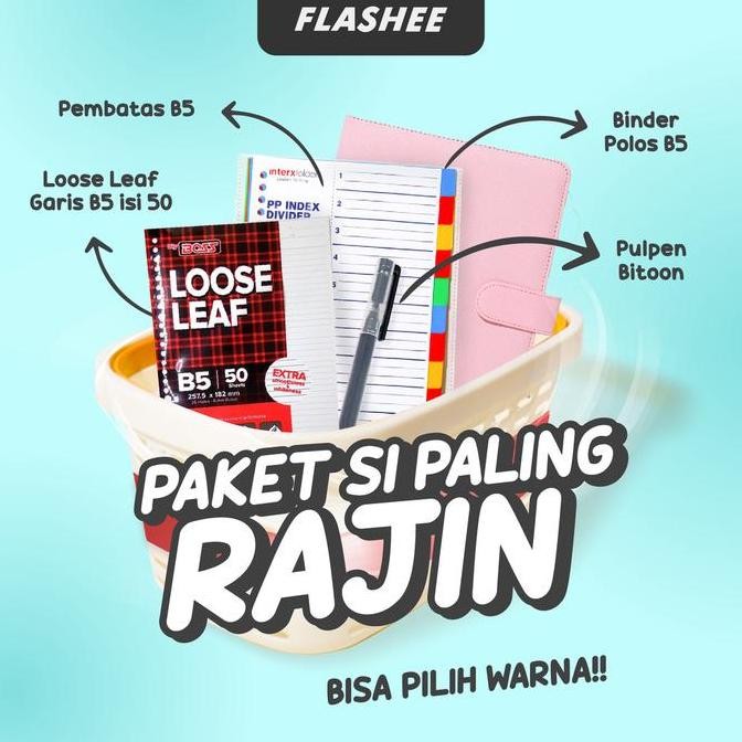 

Flashee Binder Paket Sekolah Set 4IN1 Paket Binder B5 Ring 26 Kampus Kuliah Sudah Termasuk Kertas murah