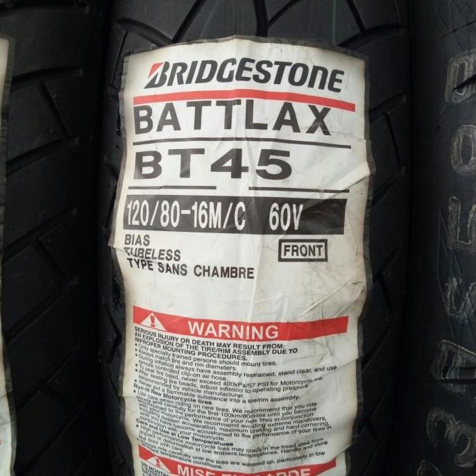 New BAN LUAR BRIDGESTONE BATTLAX BT45 UKURAN 120/80-16