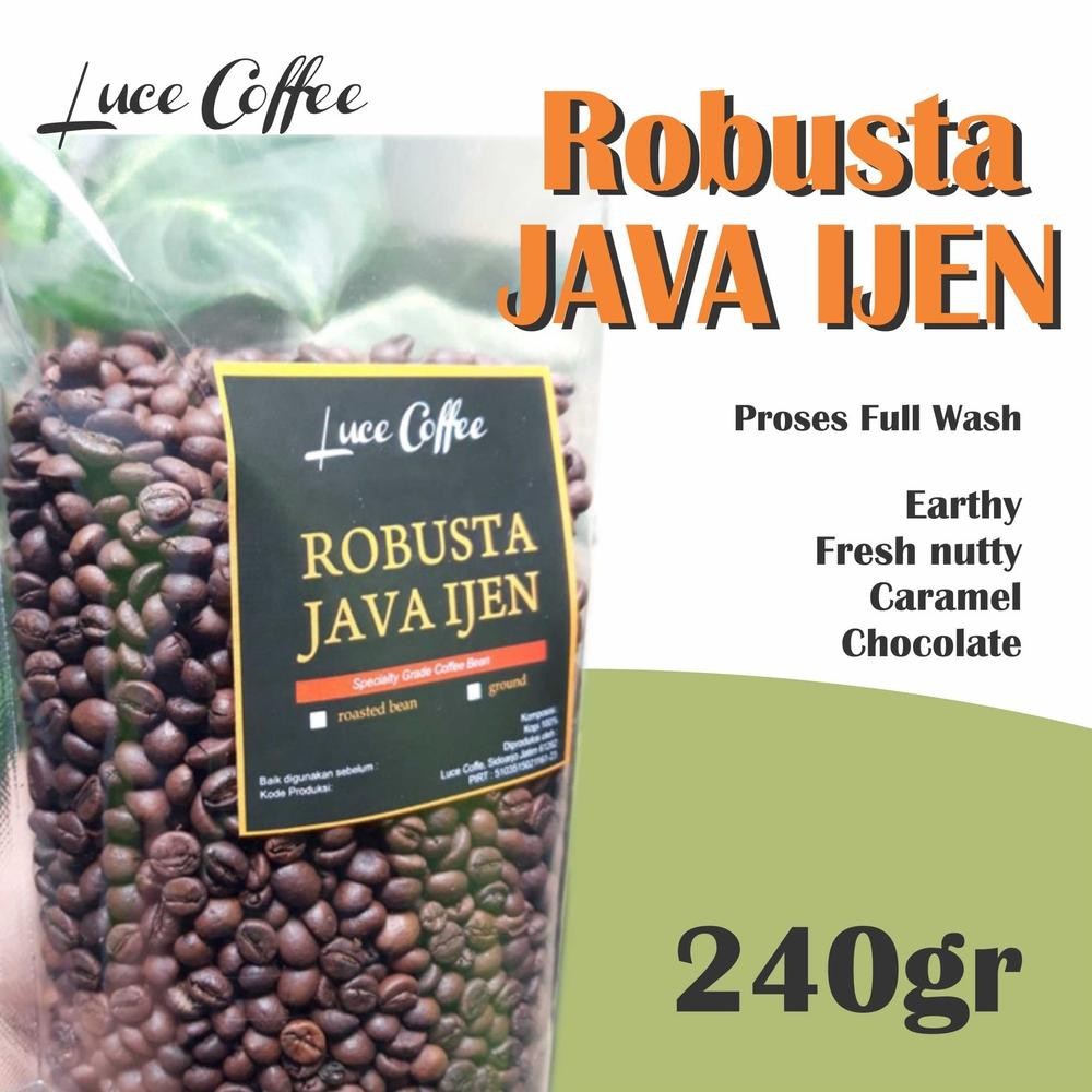 

Luce Coffee, Kopi ROBUSTA Java Ijen 240gr - Biji atau Bubuk - Luce coffee