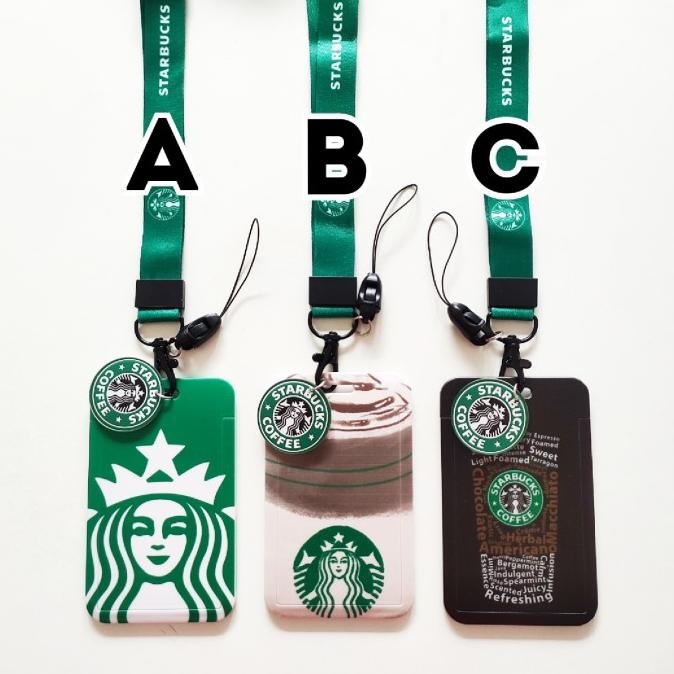 

ID Card Holder Name Tag Lanyard / Kalung Kartu Logo Starbucks Coffee 2 murah