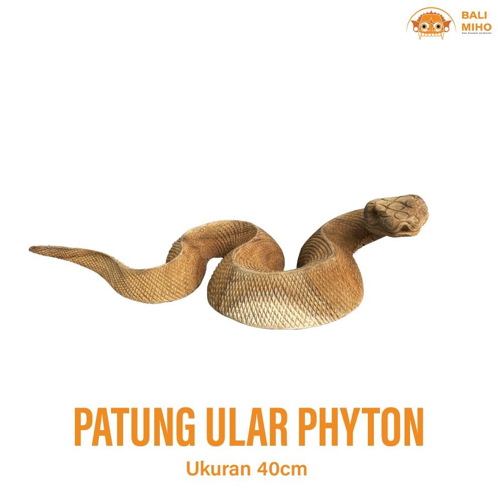 Living Patung Ular Phyton 40 Cm - Patung Ular Piton - Patung Ular Sanca - Pajangan Ular Kayu - Patun
