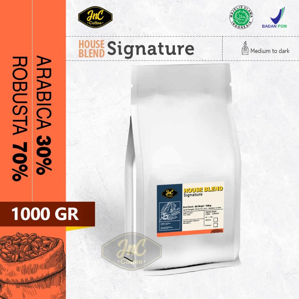 

House Blend JnC Signature 1 KG 30% Biji Kopi Arabica 70% Robusta For Kopi Susu Espresso