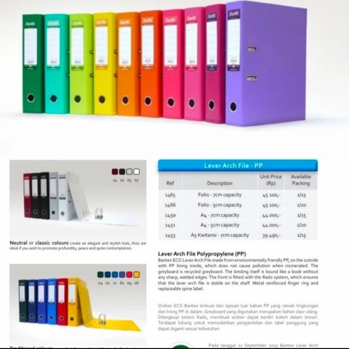 

Odner Bantex 1465V Folio Promo 1dus isi 15pcs murah
