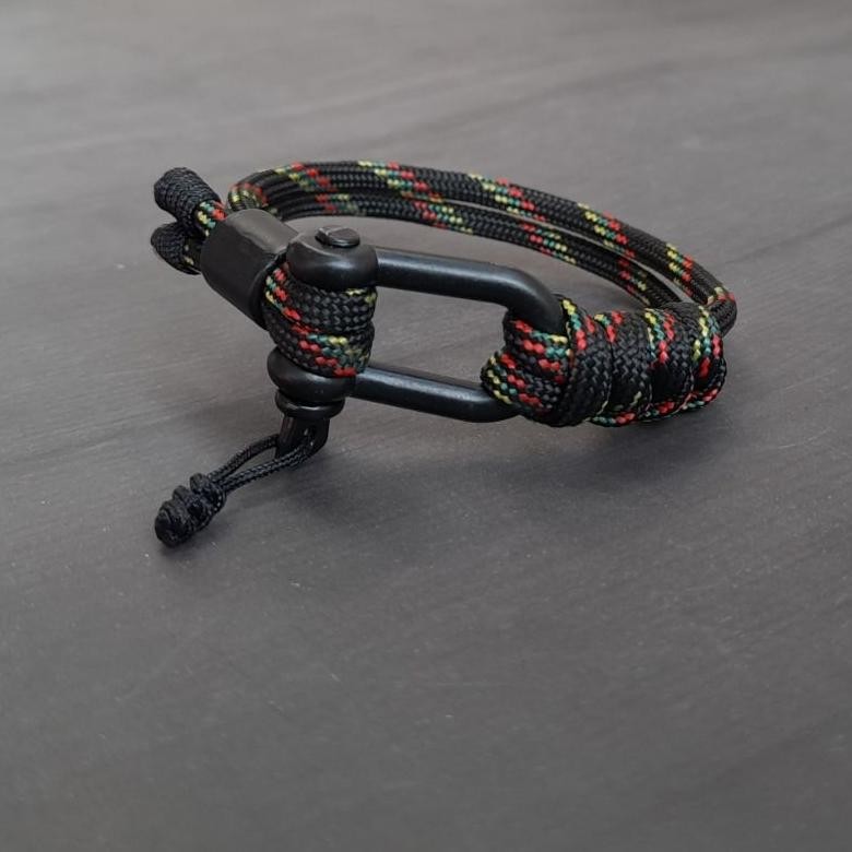 Gelang Pria Keren Cowok Laki Tali tenun Etnik Survival Bracelet Nautical Shackle Premium Murah Gelan
