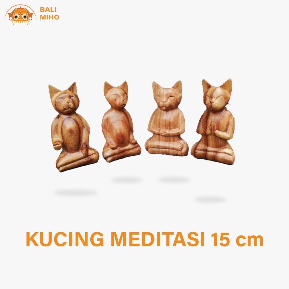 Living Patung Kucing Bersemedi 15 Cm - Patung Kucing Yoga - Patung Kucing Lucu - Patung Kucing Unik 