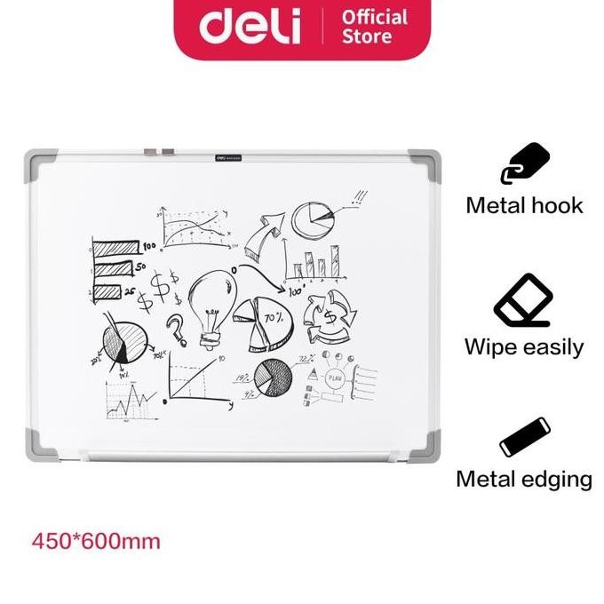 

Deli Papan Tulis Putih Gantung Magnetik Ukuran 45 X 60 Cm E39032A Aluminium New Stok