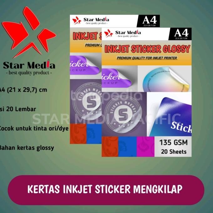 

Kertas Inkjet Sticker Glossy 135 Gsm A4 20 Lembar/Stiker Fotomengkilap Terbaru