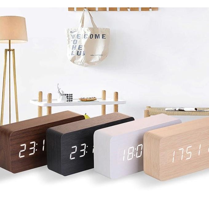 

JD-03 Jam Meja Motif Kayu Digital Led Weker / Desain Wood Alarm LED HFS