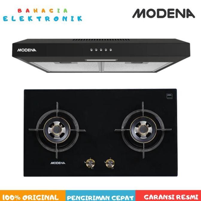 MODENA BH 2725 GABK + PX 0711 DBBK PAKET HEMAT KOMPOR TANAM GAS DAN COOKER HOOD 70 CM TERMURAH