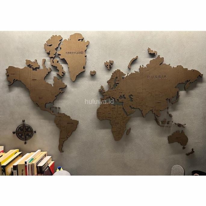New Peta Dunia Kayu / Hiasan Dinding Peta Size Xxxl