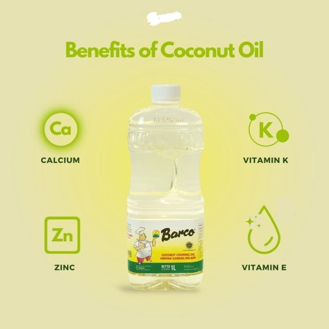 

MINYAK GORENG KELAPA BARCO 1L BOTOL COCONUT OIL NON-KOLESTROL HF