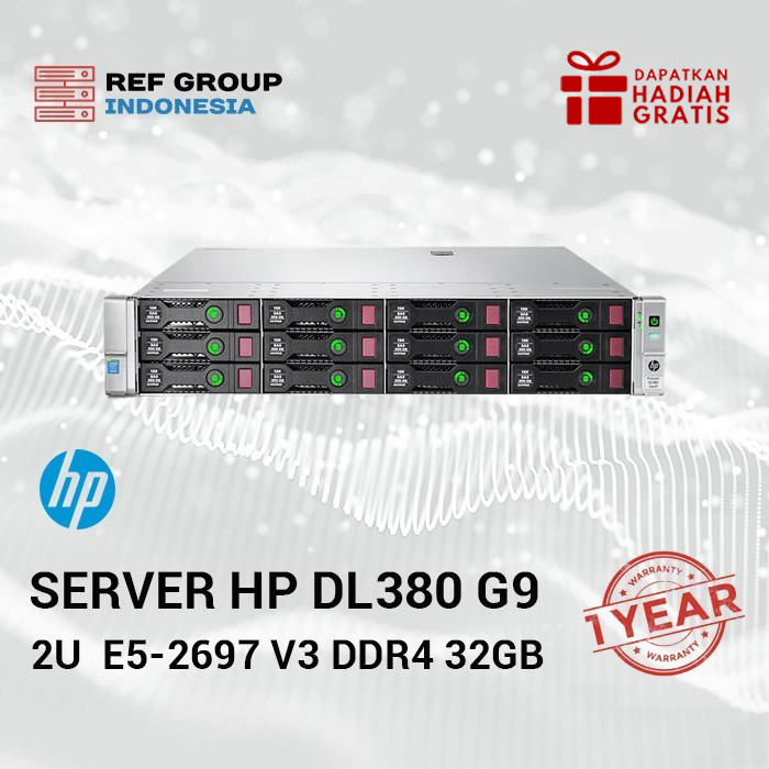 Server HP DL380 G9 Gen9 2U 12x3.5" 2x E5-2697v3 DDR4 32Gb|BERGARANSI