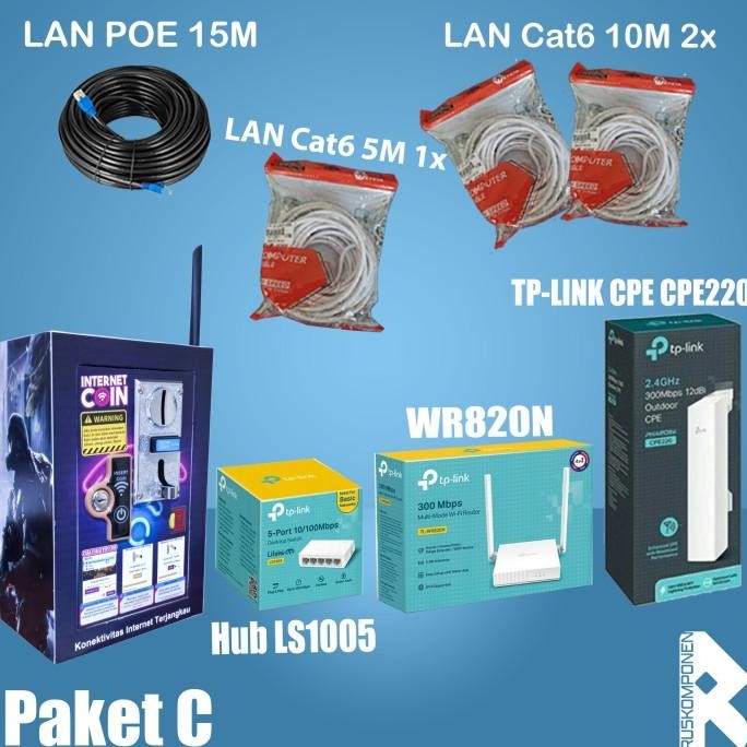 BEBAS ONGKIR - Paket Usaha Wifi Coin Untuk Jarak 500m CPE220 Paket Usaha Wifi Voucher