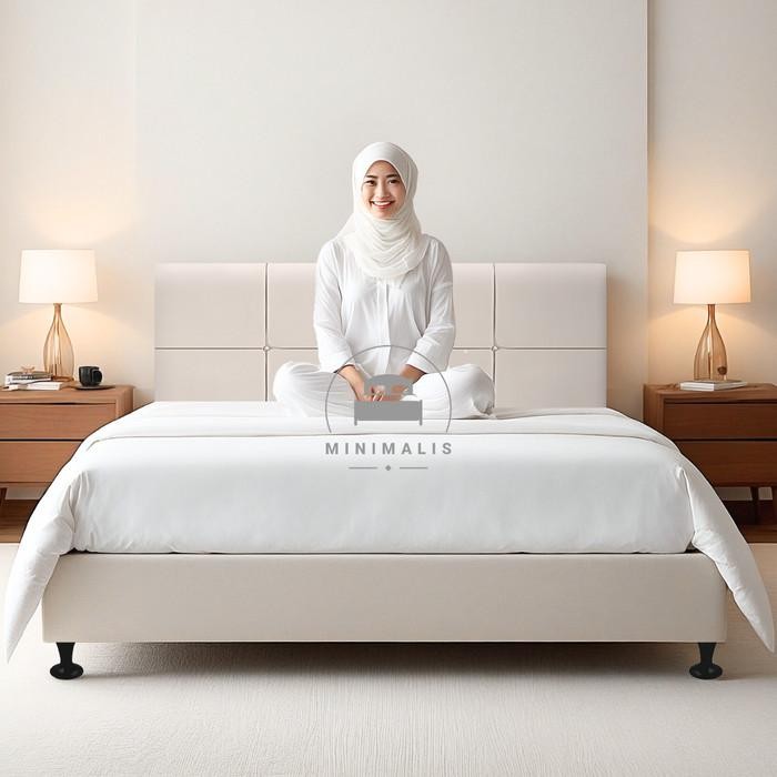 Dipan Minimalis Motif Persegi | Divan Dan Sandaran Headboard Minimalis Bahan Kayu | Ranjang Tempat T