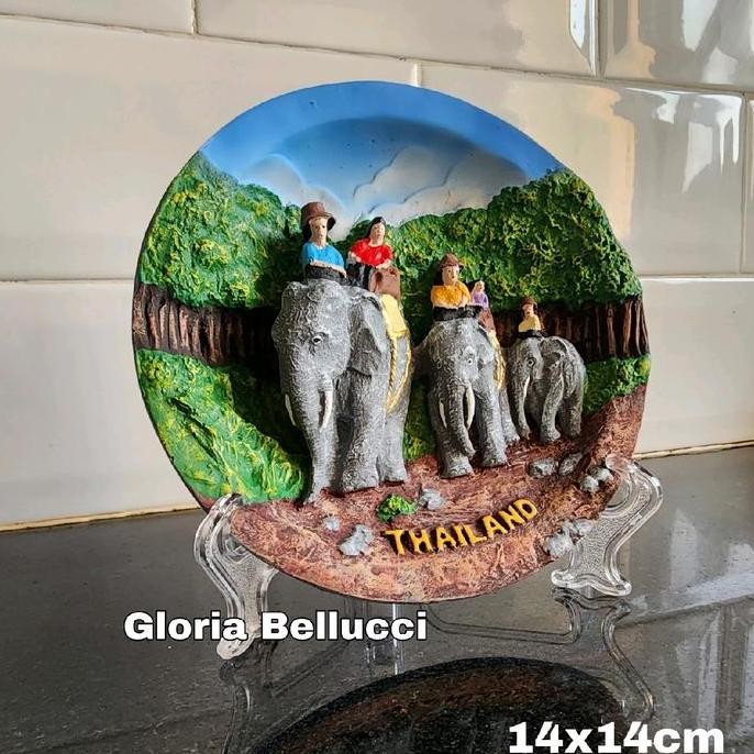 New Pajangan Piring Gajah Thailand Dinding Hiasan Gantung Negara Bangkok