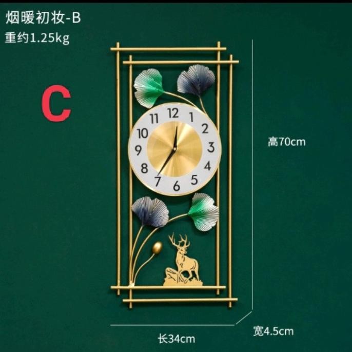 New Hiasan Jam Dinding Mewah Jumbo Bahan Besi Nordic Style