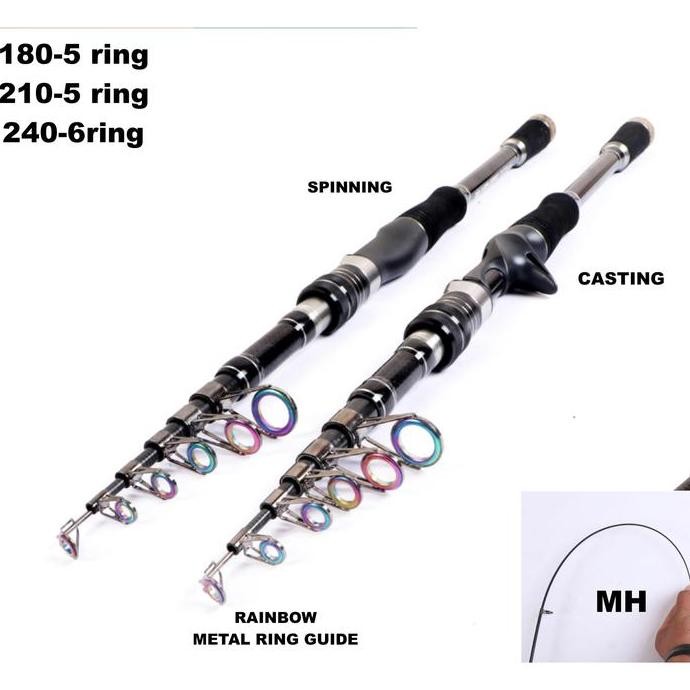 Casting Spinning Joran Pancing Ultralight Ul Pendek Mini Ring Rainbow Metal Co