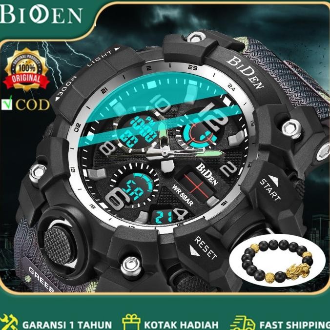 BIDEN Jam Tangan Pria liter Olahraga Digital&Analog Tali Silikon Jam